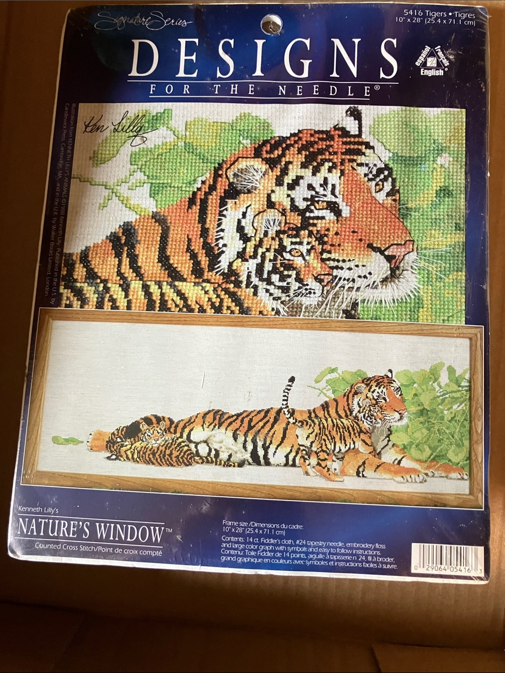 Nature's Window Tiger Cross Stitch Kit - Orange/Black/Green
